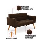 Sofá Namoradeira Elisa Suede Pés Palito Castanho D03 - D'ross