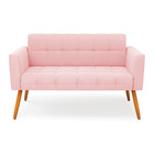 Sofá Namoradeira Elisa Suede Pés Palito Castanho D03 - D'ross