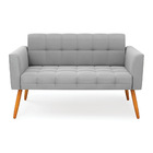 Sofá Namoradeira Elisa Suede Pés Palito Castanho D03 - D'ross