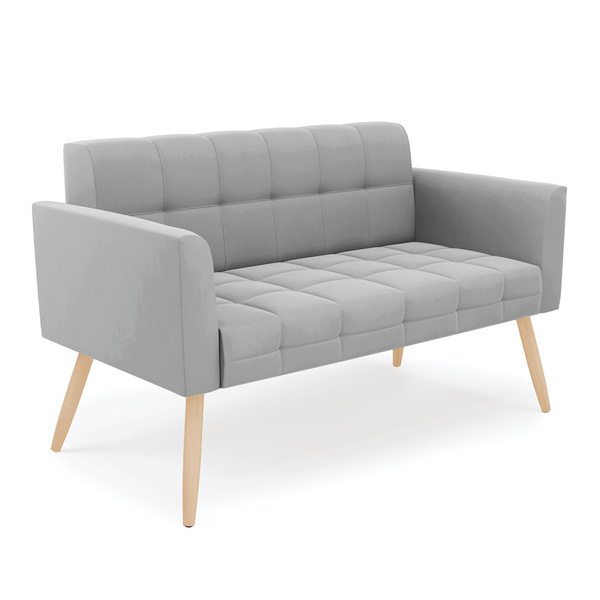 Sofá Namoradeira Elisa Suede Pés Palito Natural D03 - D'rossi