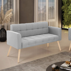 Sofá Namoradeira Elisa Suede Pés Palito Natural D03 - D'rossi