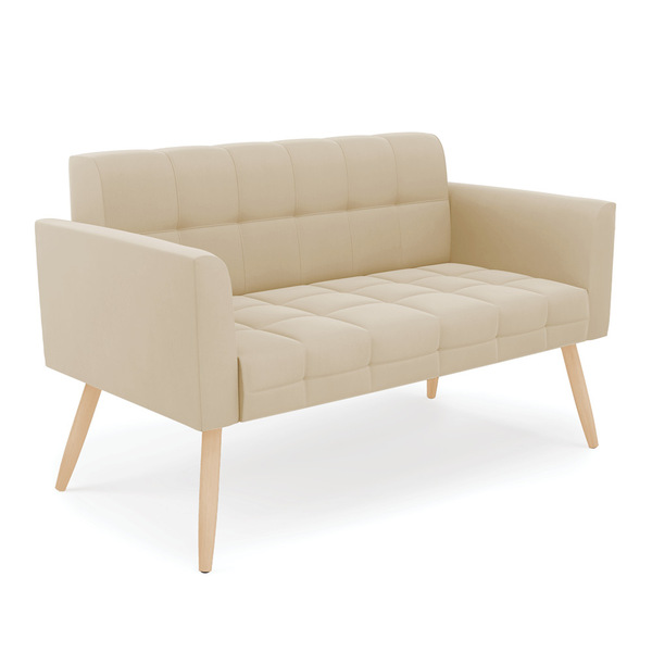 Sofá Namoradeira Elisa Suede Pés Palito Natural D03 - D'rossi