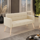 Sofá Namoradeira Elisa Suede Pés Palito Natural D03 - D'rossi