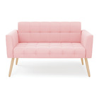 Sofá Namoradeira Elisa Suede Pés Palito Natural D03 - D'rossi