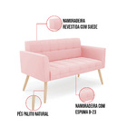 Sofá Namoradeira Elisa Suede Pés Palito Natural D03 - D'rossi