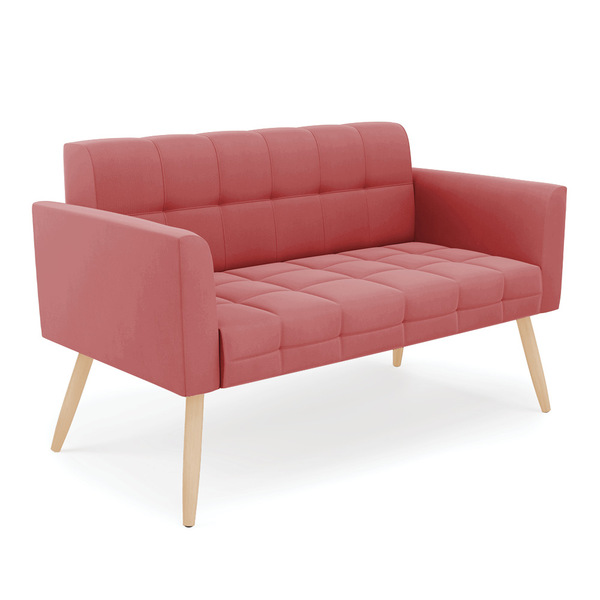 Sofá Namoradeira Elisa Suede Pés Palito Natural D03 - D'rossi