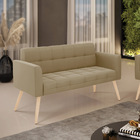 Sofá Namoradeira Elisa Suede Pés Palito Natural D03 - D'rossi