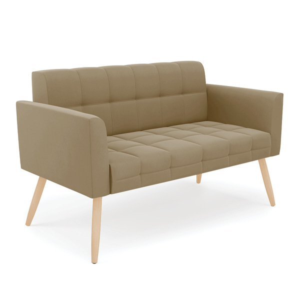 Sofá Namoradeira Elisa Suede Pés Palito Natural D03 - D'rossi