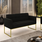 Sofá Namoradeira Elisa Suede Preto Base Metálica Industrial D