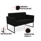 Sofá Namoradeira Elisa Suede Preto Base Metálica Industrial P