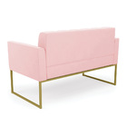 Sofá Namoradeira Elisa Suede Rosa Bebê Base Metálica Industri