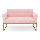 Sofá Namoradeira Elisa Suede Rosa Bebê Base Metálica Industri