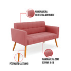 Sofá Namoradeira Elisa Suede Rosê Pés Palito Castanho D03 - D