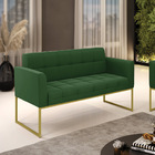 Sofá Namoradeira Elisa Suede Verde Base Metálica Industrial D