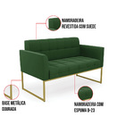 Sofá Namoradeira Elisa Suede Verde Base Metálica Industrial D