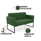 Sofá Namoradeira Elisa Suede Verde Base Metálica Industrial P