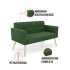 Sofá Namoradeira Elisa Suede Verde Pés Palito Natural D03 - D