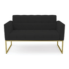 Sofá Namoradeira Elisa Veludo Base Metálica Industrial Dourad