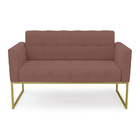 Sofá Namoradeira Elisa Veludo Base Metálica Industrial Dourad