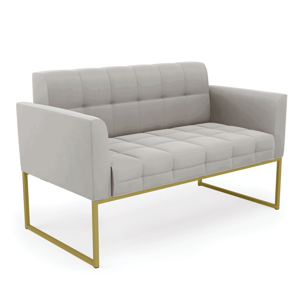 Sofá Namoradeira Elisa Veludo Base Metálica Industrial Dourad