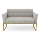 Sofá Namoradeira Elisa Veludo Base Metálica Industrial Dourad