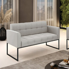 Sofá Namoradeira Elisa Veludo Base Metálica Industrial Preto