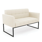 Sofá Namoradeira Elisa Veludo Bege Base Metálica Industrial P