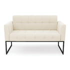 Sofá Namoradeira Elisa Veludo Bege Base Metálica Industrial P