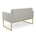 Sofá Namoradeira Elisa Veludo Cinza Base Metálica Industrial