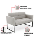 Sofá Namoradeira Elisa Veludo Cinza Base Metálica Industrial