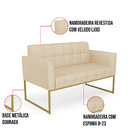 Sofá Namoradeira Elisa Veludo Luxo Base Metálica Industrial D