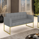 Sofá Namoradeira Elisa Veludo Luxo Grafite A131 Base Metálica