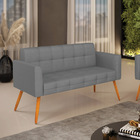 Sofá Namoradeira Elisa Veludo Luxo Grafite A131 Pés Palito Ca