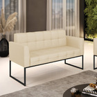 Sofá Namoradeira Elisa Veludo Luxo Off White A129 Base Metáli