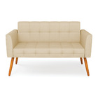 Sofá Namoradeira Elisa Veludo Luxo Pés Palito Castanho - D'ro