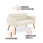 Sofá Namoradeira Elisa Veludo Pés Palito Castanho D03 - D'ros