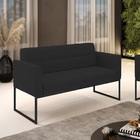 Sofá Namoradeira Elisa Veludo Preto Base Metálica Industrial
