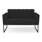 Sofá Namoradeira Elisa Veludo Preto Base Metálica Industrial