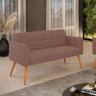 Sofá Namoradeira Elisa Veludo Rosê Pés Palito Castanho D03 -