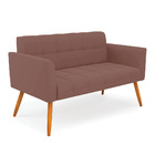 Sofá Namoradeira Elisa Veludo Rosê Pés Palito Castanho D03 -