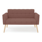 Sofá Namoradeira Elisa Veludo Rosê Pés Palito Natural D03 - D