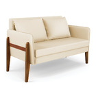 Sofá Namoradeira Lana Corino Bege Base De Madeira - D'rossi