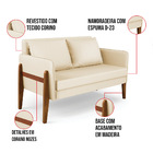 Sofá Namoradeira Lana Corino Bege Base De Madeira - D'rossi