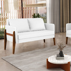 Sofá Namoradeira Lana Corino Branco Base De Madeira - D'rossi