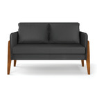 Sofá Namoradeira Lana Corino Preto Base De Madeira - D'rossi