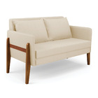 Sofá Namoradeira Lana Linho Bege A19 Base De Madeira - D'rossi