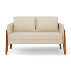 Sofá Namoradeira Lana Linho Bege A19 Base De Madeira - D'rossi
