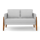 Sofá Namoradeira Lana Linho Cinza A05 Base De Madeira - D'ros