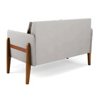 Sofá Namoradeira Lana Veludo Cinza Base De Madeira - D'rossi