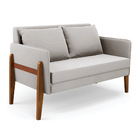 Sofá Namoradeira Lana Veludo Cinza Base De Madeira - D'rossi